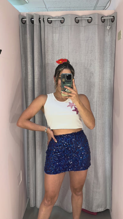 Blue Sequin Skirt