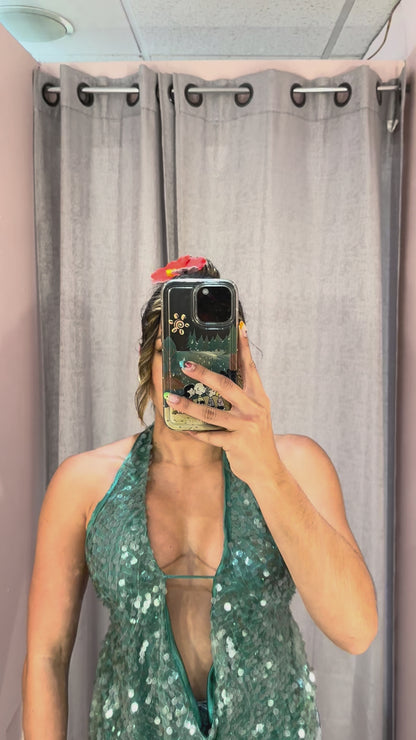 Sequin Top Aqua