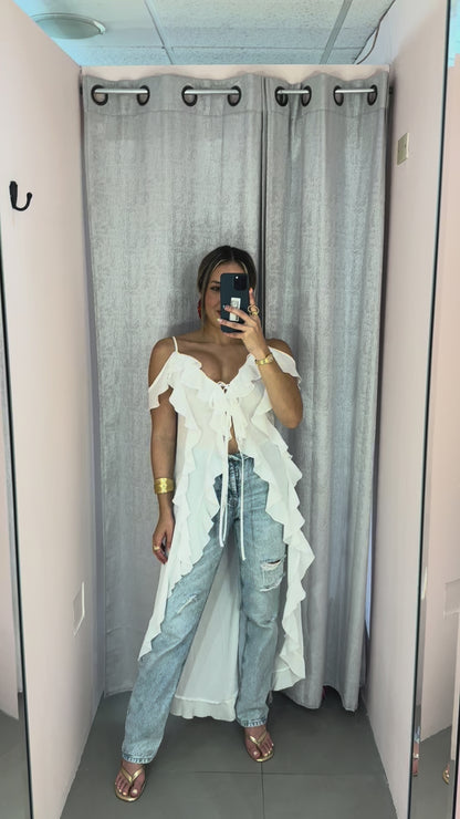 Ruffle White Top