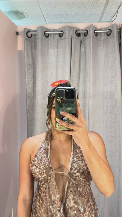 Sequin Top Khaki