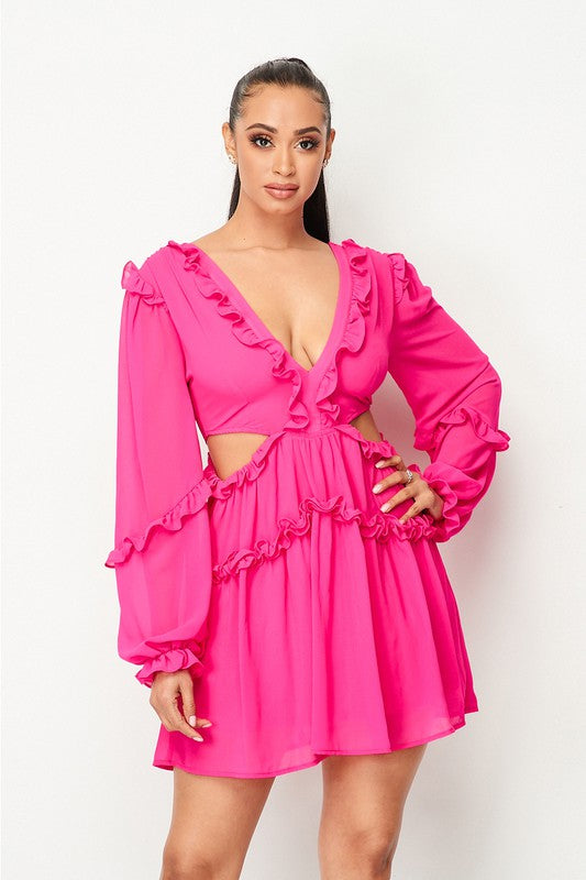 Cut Out Dress Fuchsia