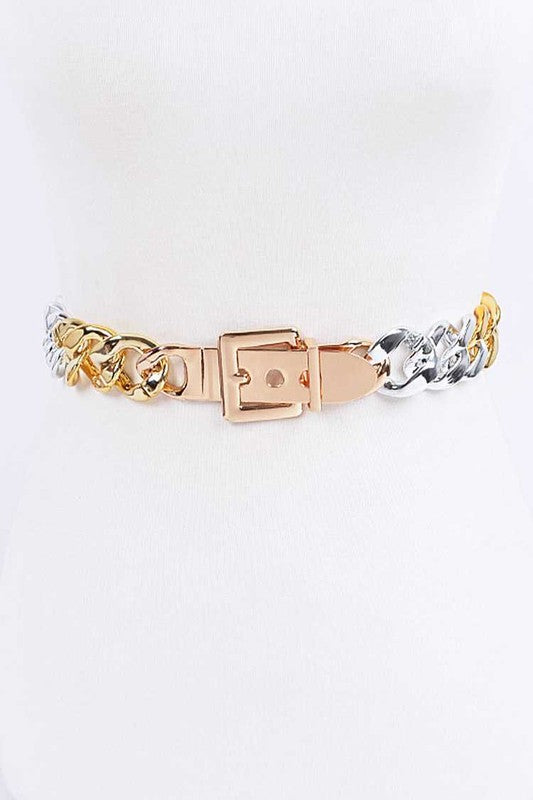 2 Color Chunky Buckle Belt