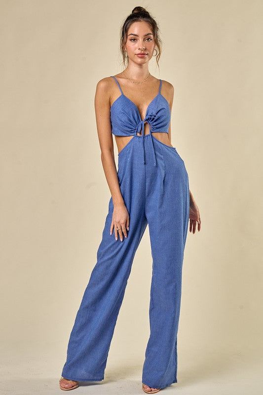 Front Tie Cut Out Jumpsuit