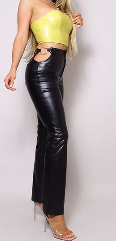 heart leather pant